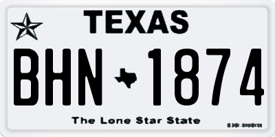 TX license plate BHN1874