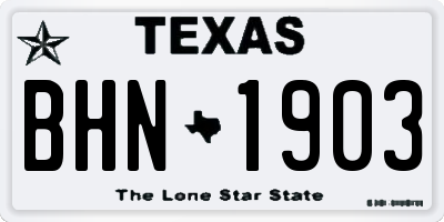 TX license plate BHN1903