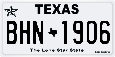 TX license plate BHN1906