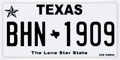 TX license plate BHN1909