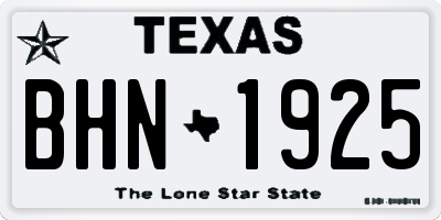 TX license plate BHN1925