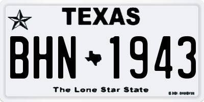 TX license plate BHN1943