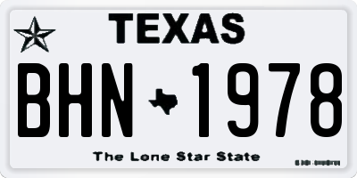 TX license plate BHN1978