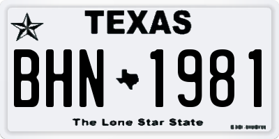 TX license plate BHN1981