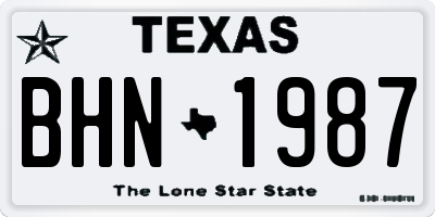 TX license plate BHN1987