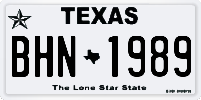 TX license plate BHN1989