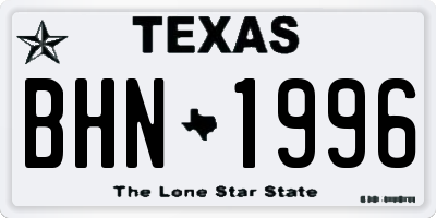 TX license plate BHN1996
