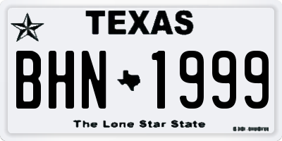 TX license plate BHN1999