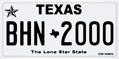 TX license plate BHN2000
