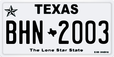 TX license plate BHN2003