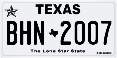TX license plate BHN2007