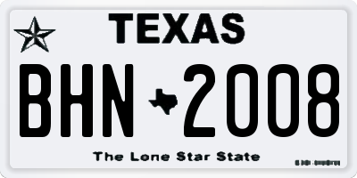 TX license plate BHN2008