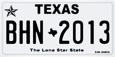 TX license plate BHN2013
