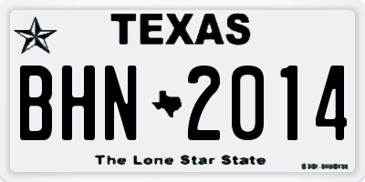 TX license plate BHN2014