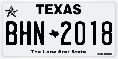 TX license plate BHN2018