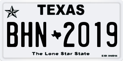 TX license plate BHN2019