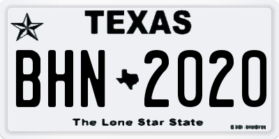 TX license plate BHN2020
