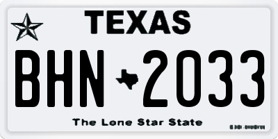 TX license plate BHN2033
