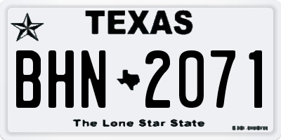 TX license plate BHN2071