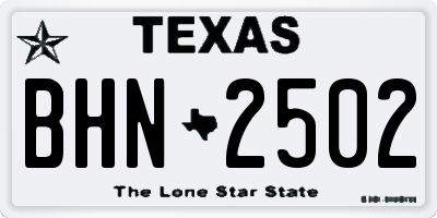 TX license plate BHN2502