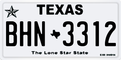TX license plate BHN3312