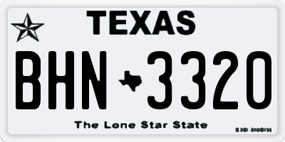 TX license plate BHN3320
