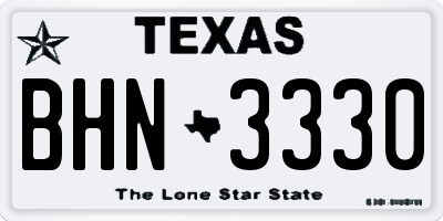 TX license plate BHN3330