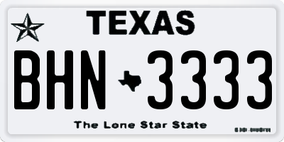 TX license plate BHN3333