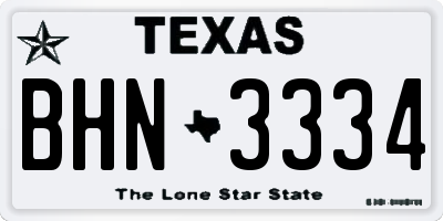 TX license plate BHN3334