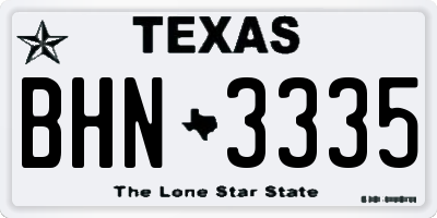 TX license plate BHN3335