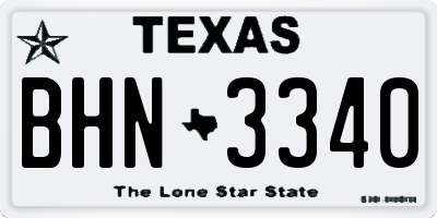 TX license plate BHN3340