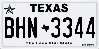 TX license plate BHN3344