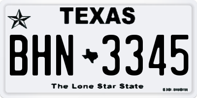 TX license plate BHN3345