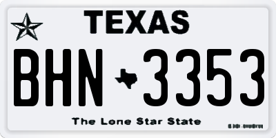 TX license plate BHN3353
