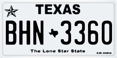 TX license plate BHN3360
