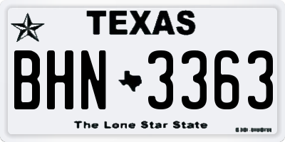 TX license plate BHN3363