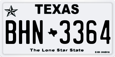 TX license plate BHN3364