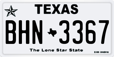 TX license plate BHN3367