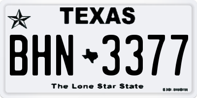 TX license plate BHN3377
