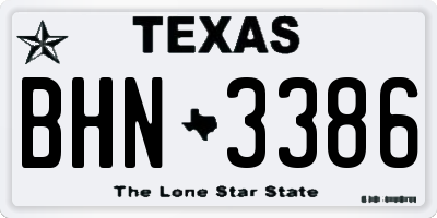 TX license plate BHN3386