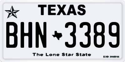TX license plate BHN3389