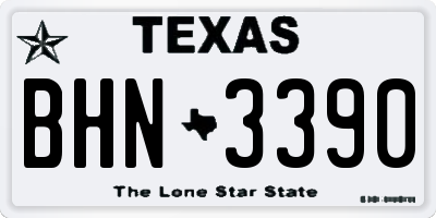 TX license plate BHN3390