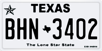 TX license plate BHN3402