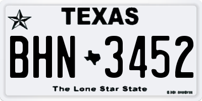 TX license plate BHN3452