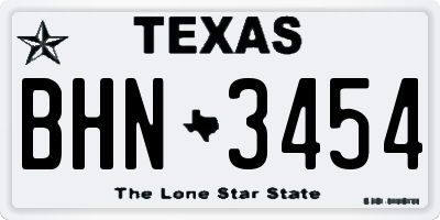 TX license plate BHN3454