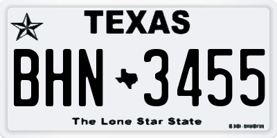 TX license plate BHN3455