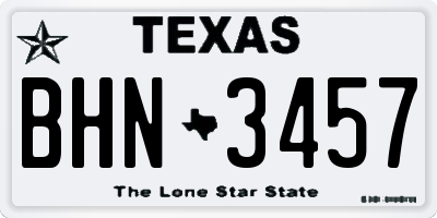 TX license plate BHN3457