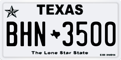 TX license plate BHN3500