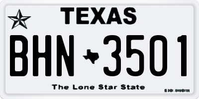 TX license plate BHN3501