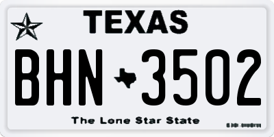 TX license plate BHN3502